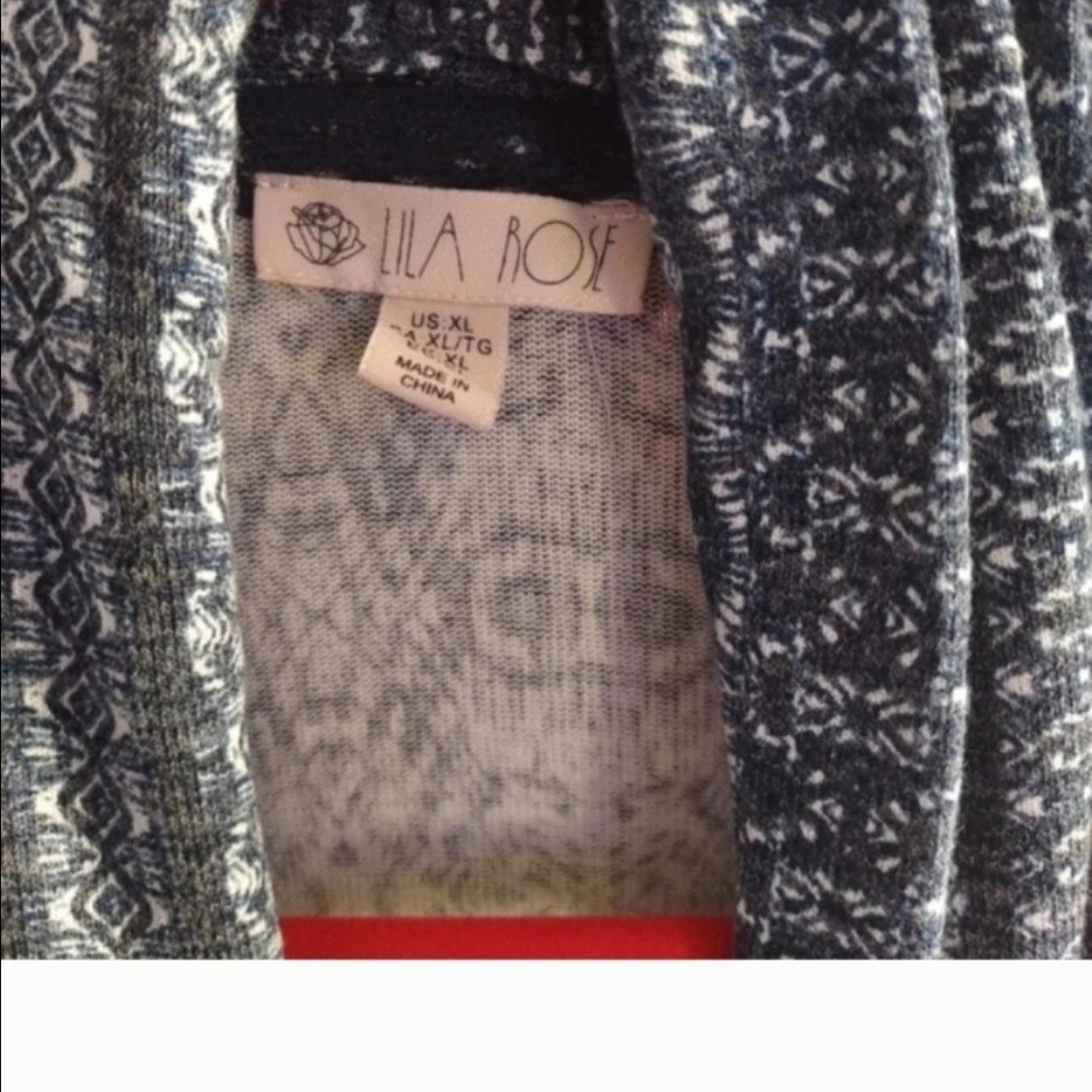 Lila Rose Black and White Knit Open-Front Cardigan